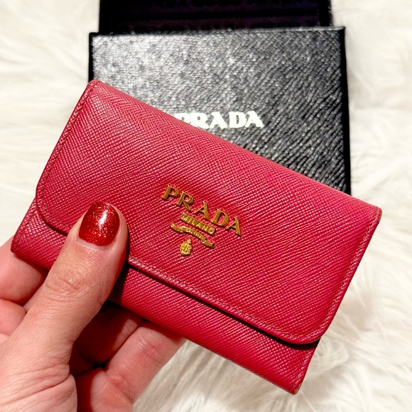 Prada Saffiano Pink Key Holder/ Card Holder - Picture 2 of 16